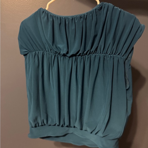Express Teal Gathered Blouse - Picture 2 of 2